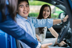 test driving a car